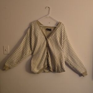 Chic Beige and White Women's Cardigan.
